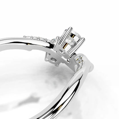 Round Cut Moissanite Silver Curved Wedding Band