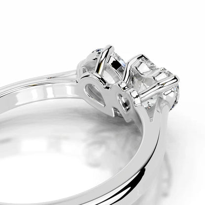 Heart and Pear Cut Moissanite Silver Two Stone  Engagement Ring