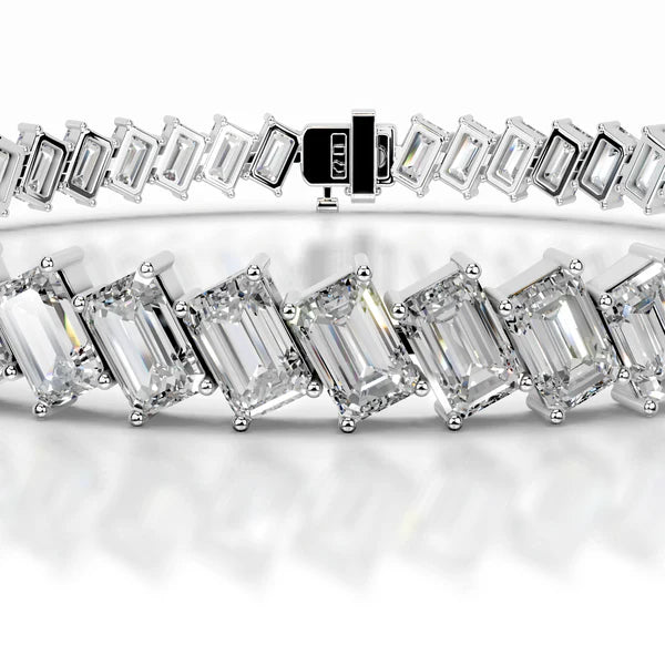 12.0 CTW Emerald Cut Moissanite Silver Tennis Bracelet