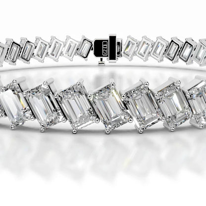 12.0 CTW Emerald Cut Moissanite Silver Tennis Bracelet