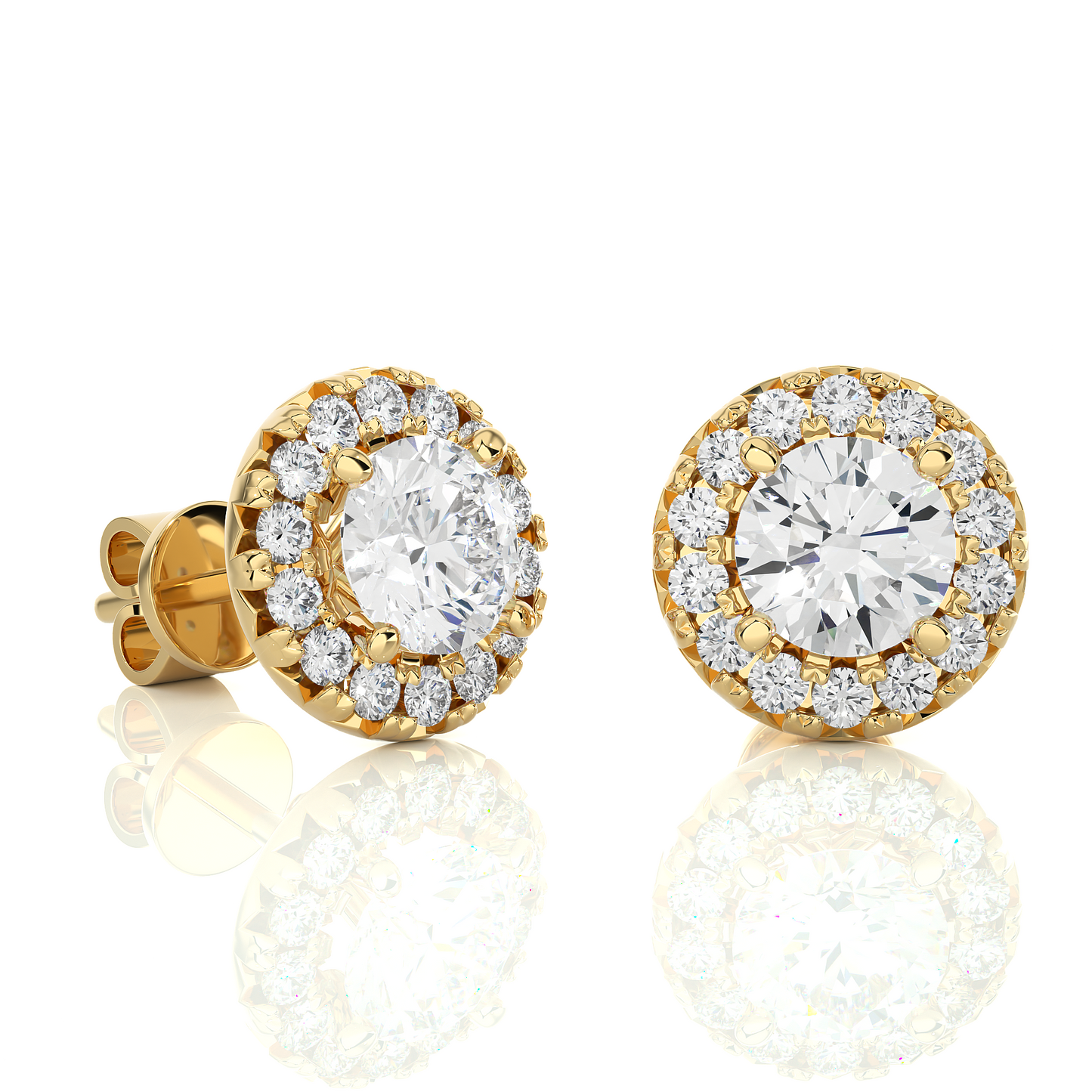 1.15 TCW For Each Round Cut EF-VS Lab Grown Diamond Halo Earring