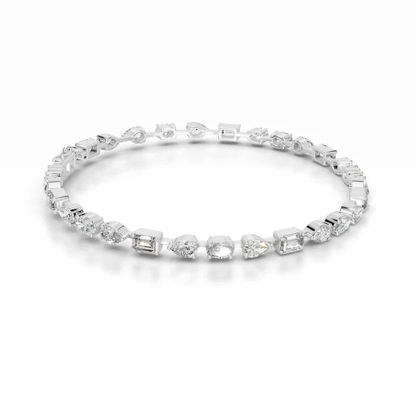 Pear, Emerald and Oval Cut Moissanite Silver Bracelet