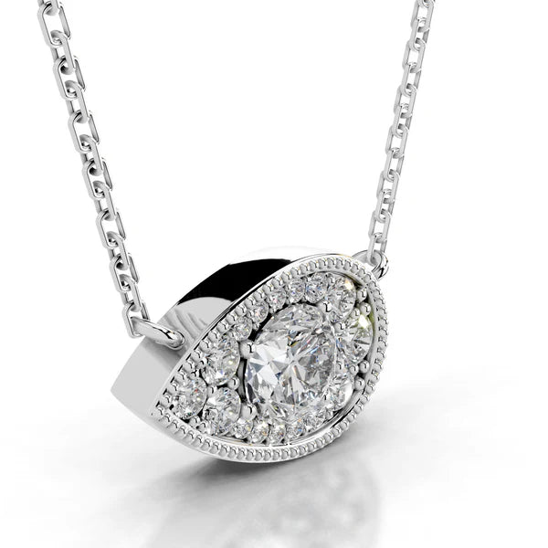3.5 CTW Round Cut Moissanite Silver Halo Set Pendant