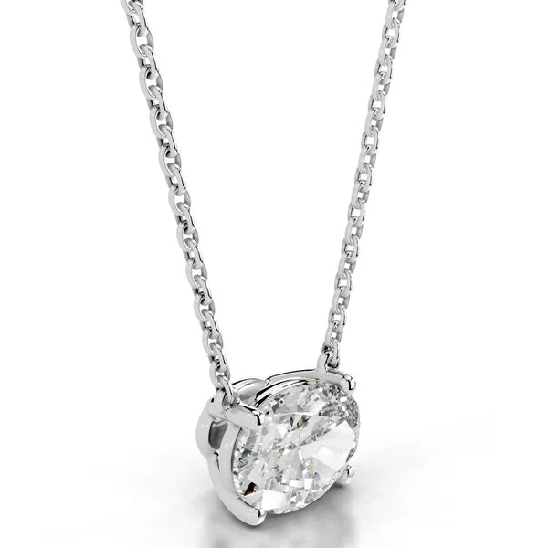 2 Ct Oval Cut Moissanite Silver Solitaire Pendant