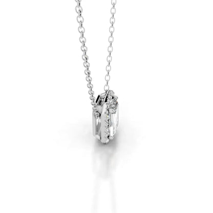 3.2 Ct Emerald Cut Moissanite Silver Halo Set Pendant