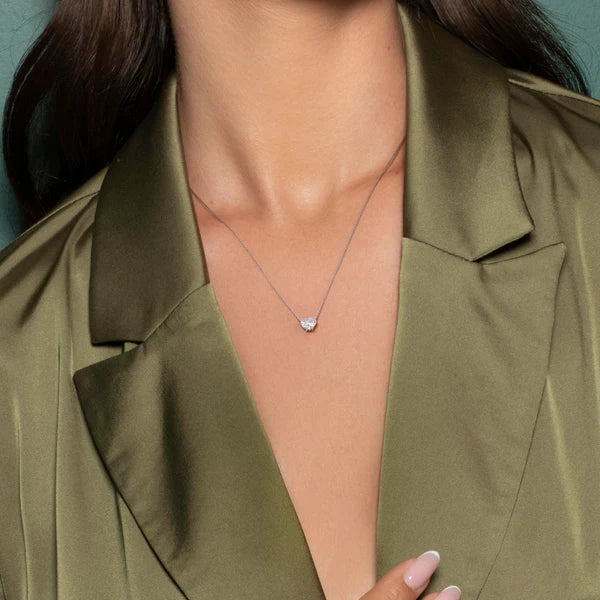 2.0 Ct Heart Cut Moissanite Silver Solitaire Pendant