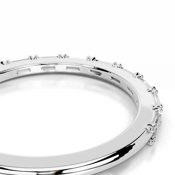 0.3 CTW Baguette Cut Moissanite Silver Half Eternity Set Wedding Band