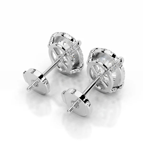 Oval Cut Moissanite Silver Halo Earring