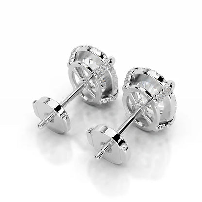 Oval Cut Moissanite Silver Halo Earring