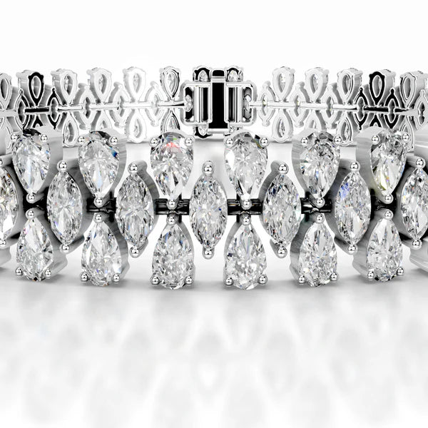 10.0 CTW Pear and Marquise Cut Moissanite Silver Tennis Bracelet