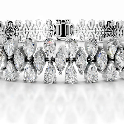10.0 CTW Pear and Marquise Cut Moissanite Silver Tennis Bracelet