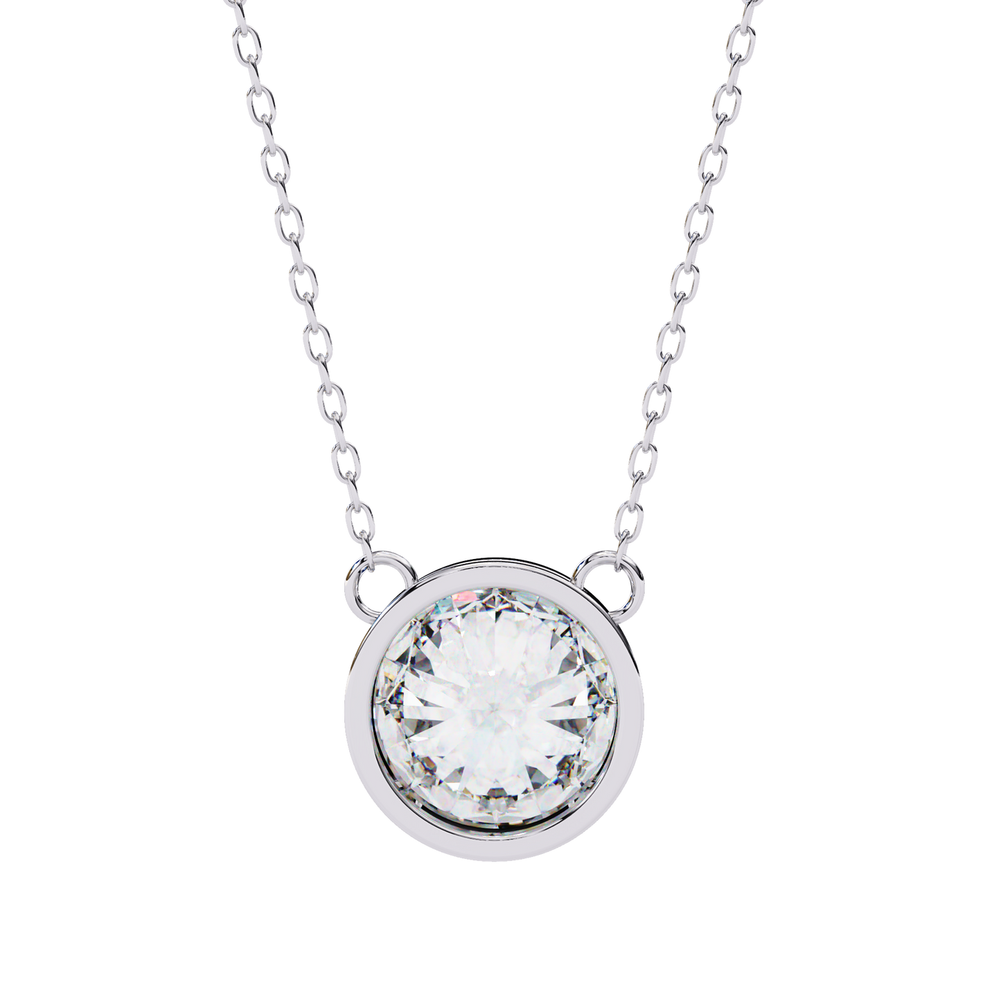 1.78 CT Round Cut Lab Grown Diamond Bezel Pendant