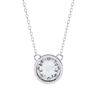 1.78 CT Round Cut Lab Grown Diamond Bezel Pendant