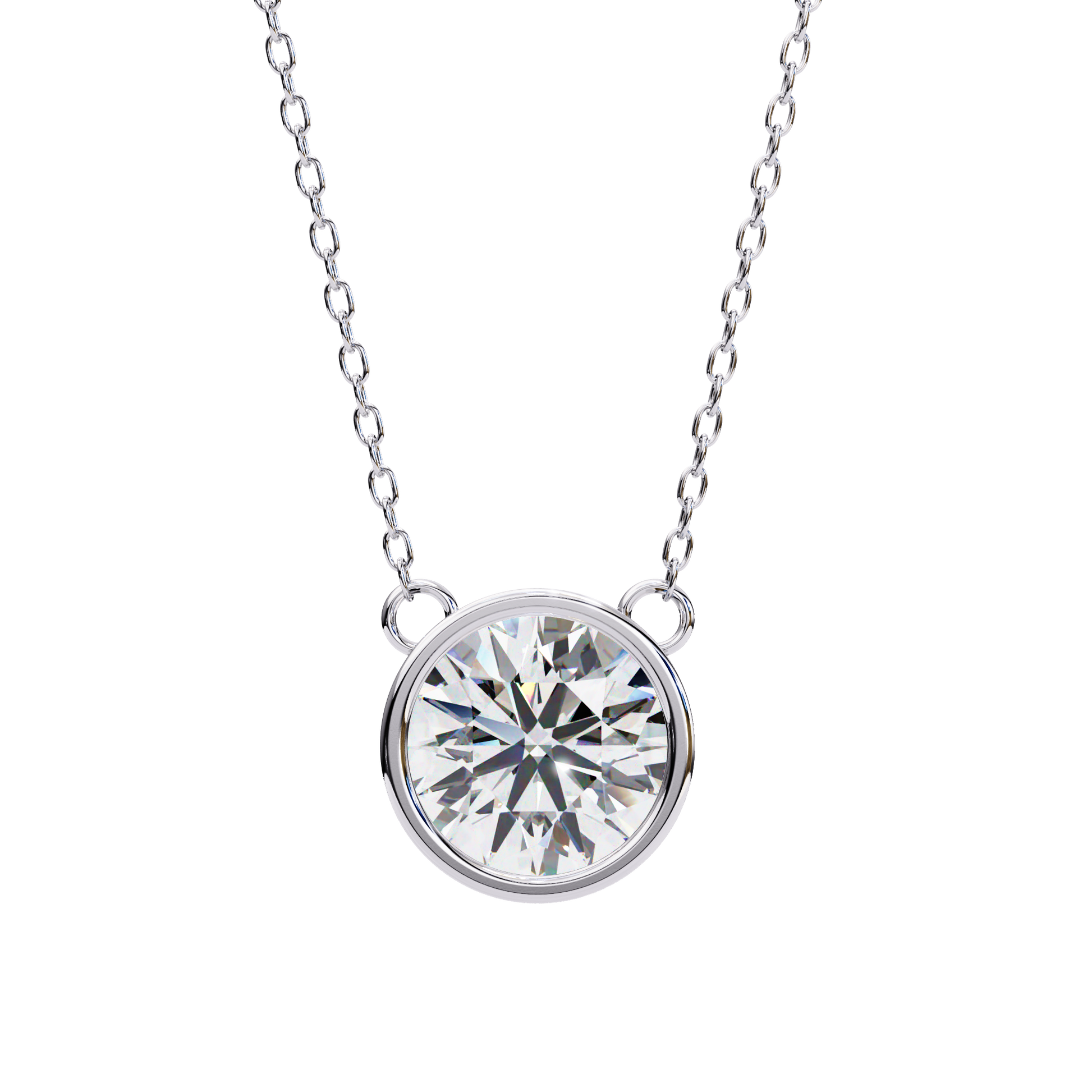 1.78 CT Round Cut Lab Grown Diamond Bezel Pendant