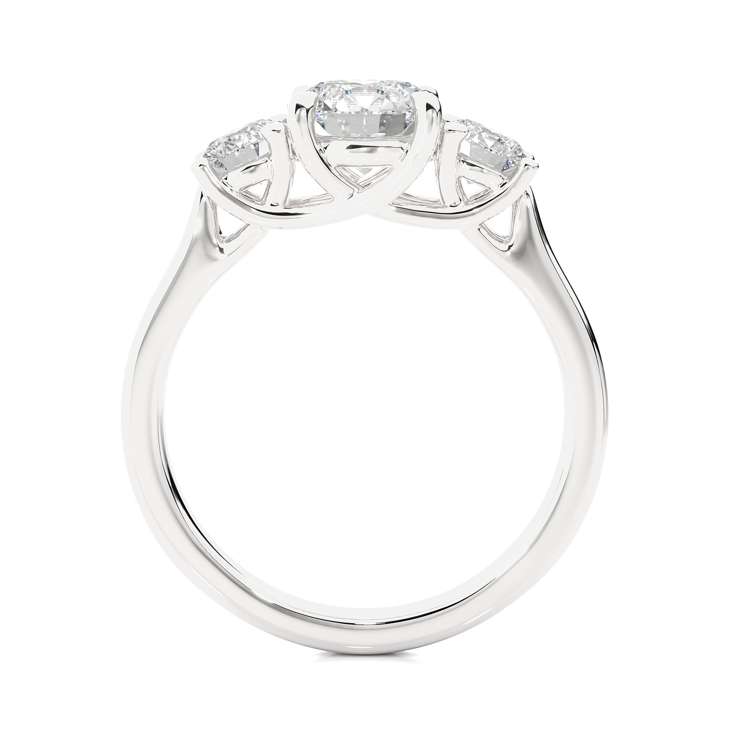 1.90 Ct Round Cut Lab Grown Diamond Three Stone Engagement Ring