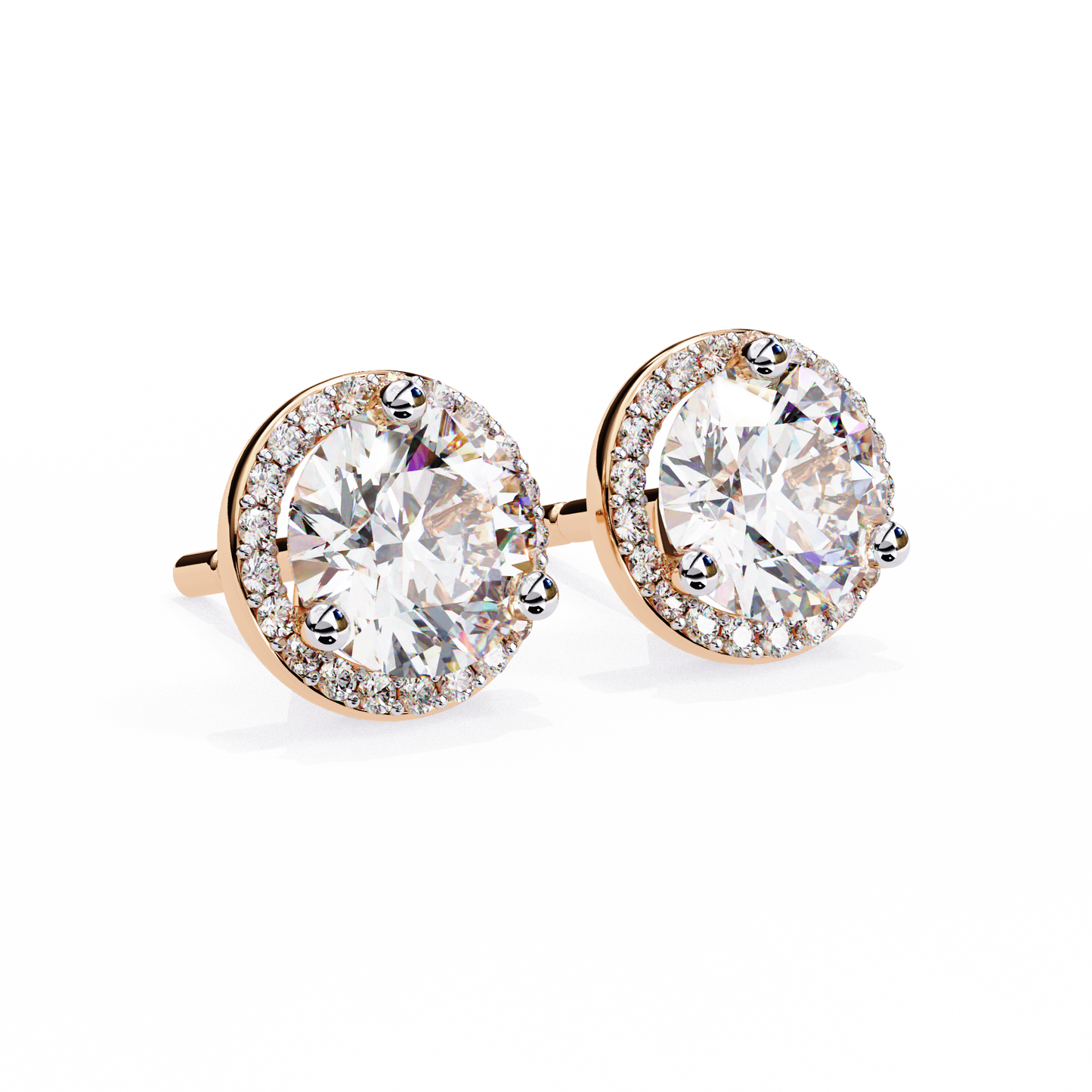 1.01 Ct Round Cut Lab Grown Diamond Yellow Gold Earring