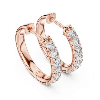 Round Lab Grown Diamond Huggie Hoop Earrings in 14k Rose Gold