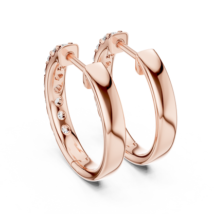 Round Lab Grown Diamond Huggie Hoop Earrings in 14k Rose Gold