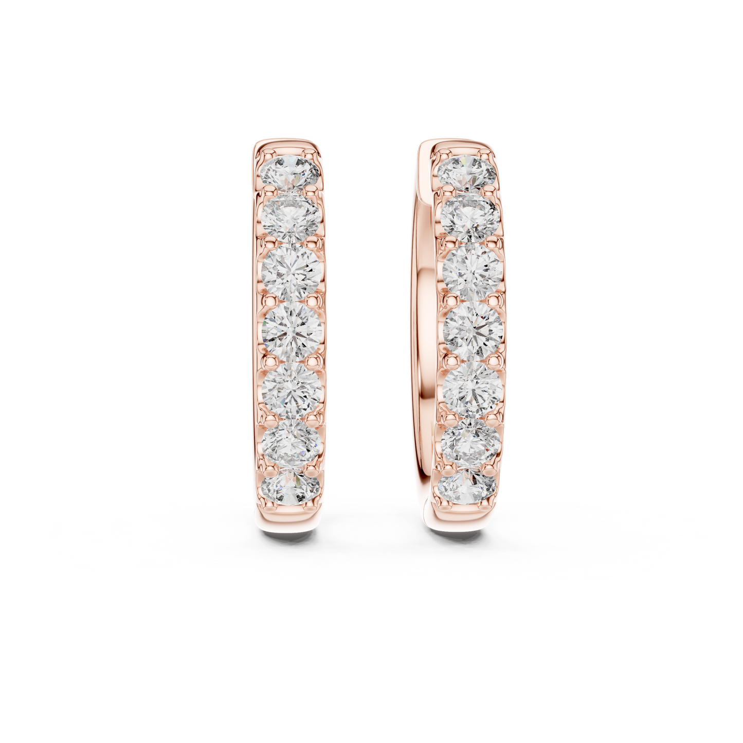 Round Lab Grown Diamond Huggie Hoop Earrings in 14k Rose Gold