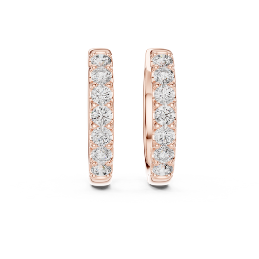 Round Lab Grown Diamond Huggie Hoop Earrings in 14k Rose Gold