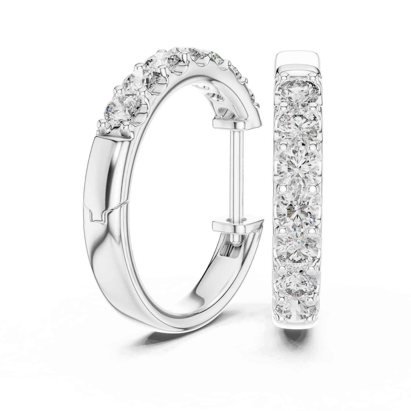 Round Lab Grown Diamond Huggie Hoop Earrings in 14k Rose Gold