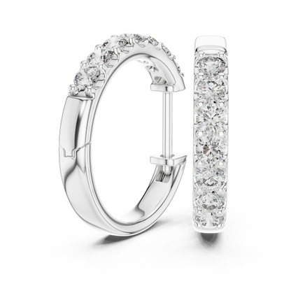 Round Lab Grown Diamond Huggie Hoop Earrings in 14k Rose Gold