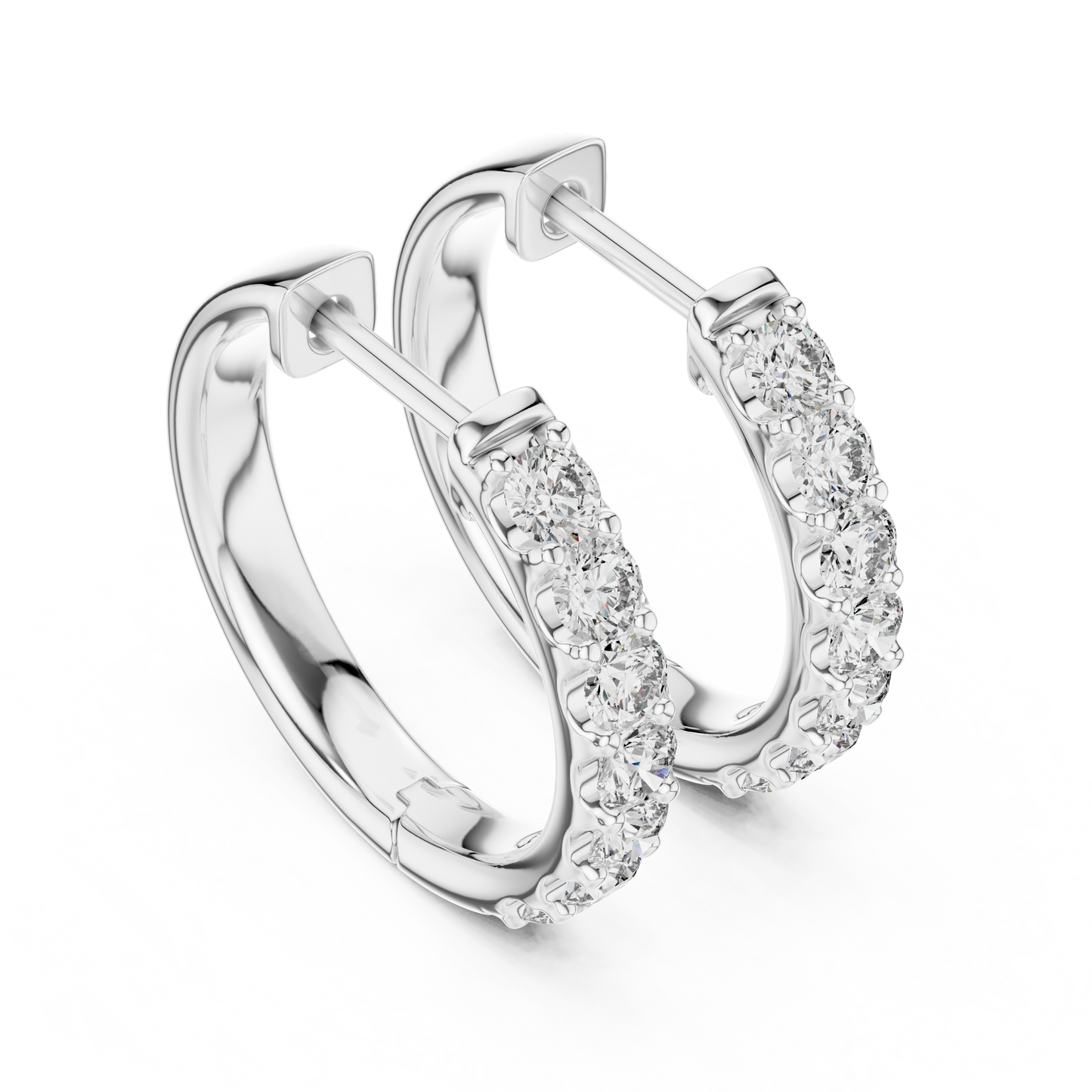 Round Lab Grown Diamond Huggie Hoop Earrings in 14k Rose Gold
