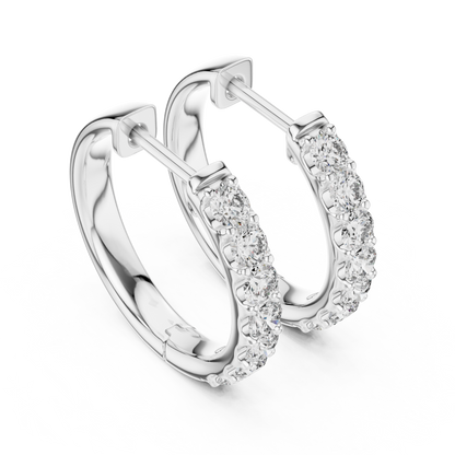 Round Lab Grown Diamond Huggie Hoop Earrings in 14k Rose Gold