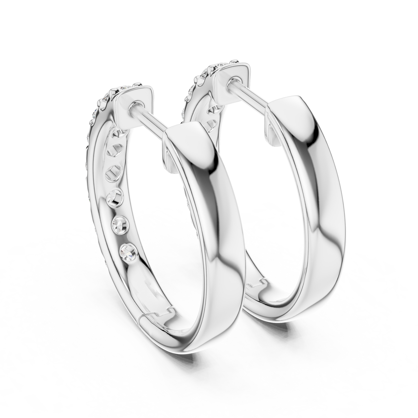Round Lab Grown Diamond Huggie Hoop Earrings in 14k Rose Gold