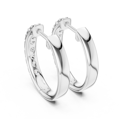 Round Lab Grown Diamond Huggie Hoop Earrings in 14k Rose Gold
