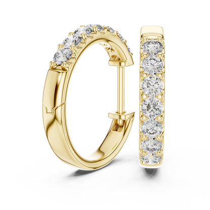Round Lab Grown Diamond Huggie Hoop Earrings in 14k Rose Gold