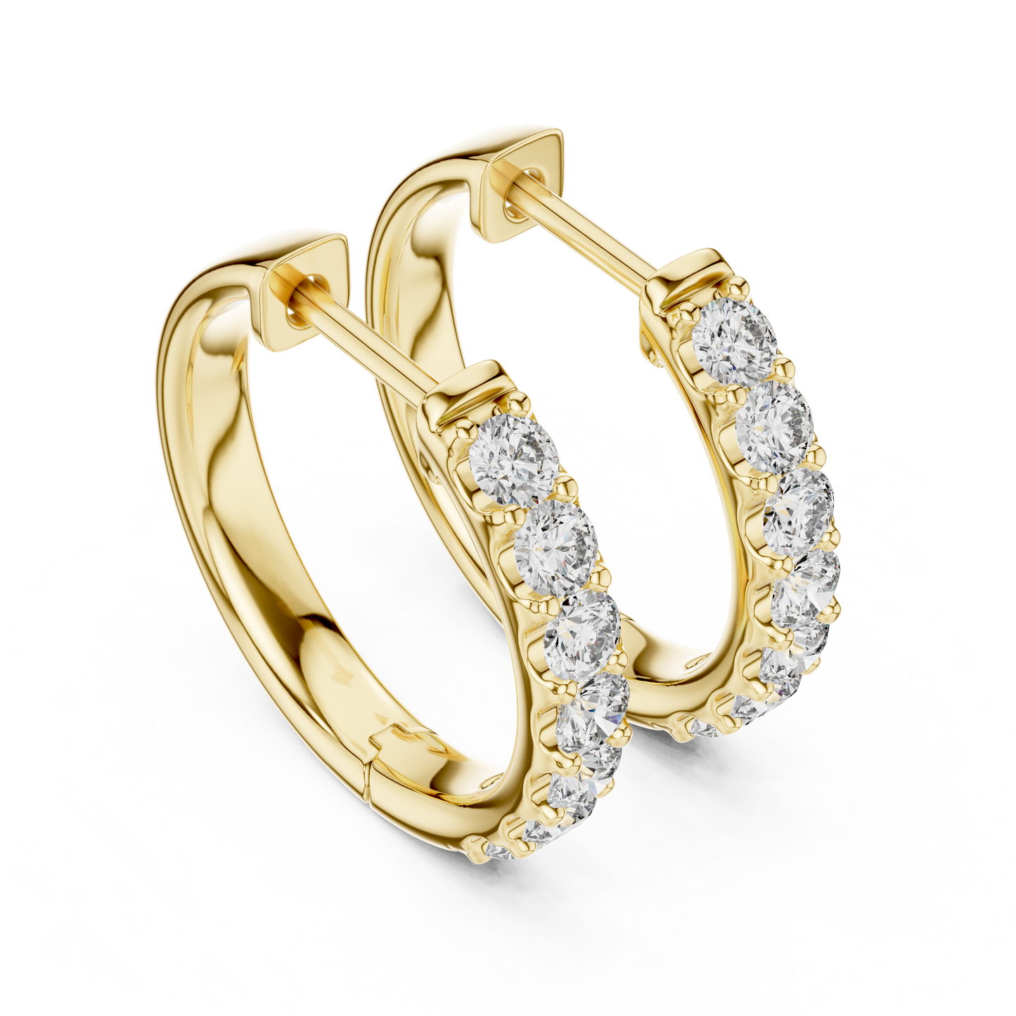 Round Lab Grown Diamond Huggie Hoop Earrings in 14k Rose Gold