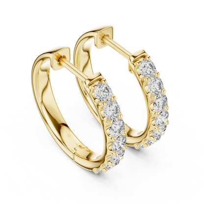 Round Lab Grown Diamond Huggie Hoop Earrings in 14k Rose Gold
