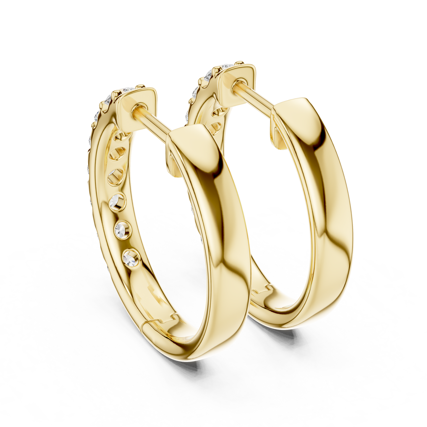 Round Lab Grown Diamond Huggie Hoop Earrings in 14k Rose Gold