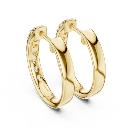 Round Lab Grown Diamond Huggie Hoop Earrings in 14k Rose Gold