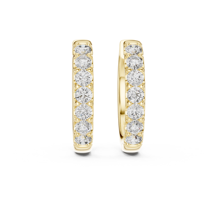 Round Lab Grown Diamond Huggie Hoop Earrings in 14k Rose Gold