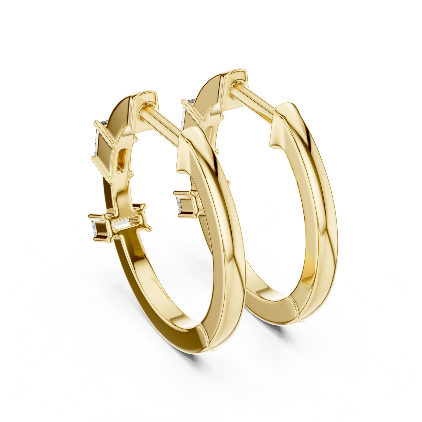 Baguette Lab Grown Diamond Huggie Hoop Earrings in 14k White Gold