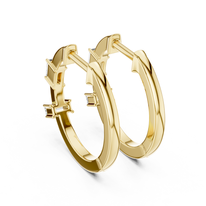 Baguette Lab Grown Diamond Huggie Hoop Earrings in 14k White Gold