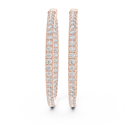 Inside Out Lab Grown Diamond Pave Hoop Earrings in Yellow Gold
