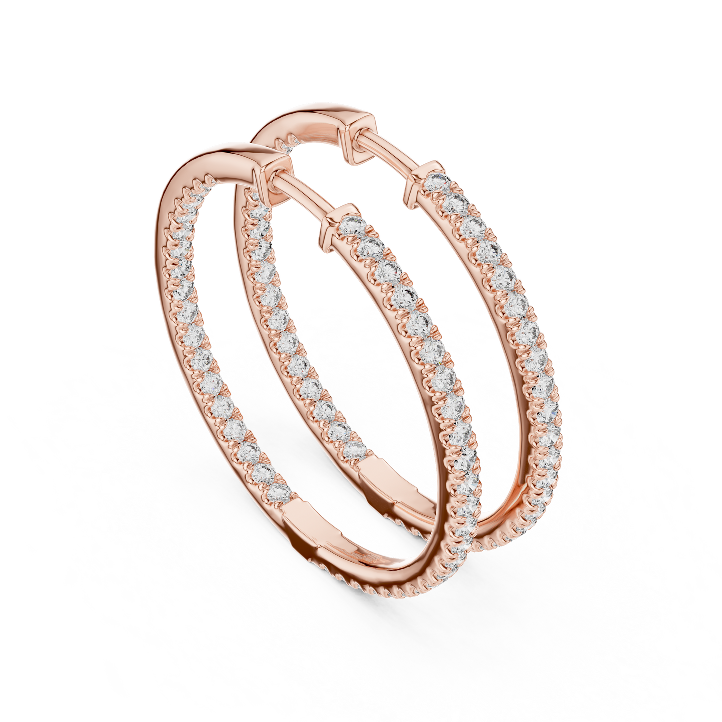 Inside Out Lab Grown Diamond Pave Hoop Earrings in Yellow Gold