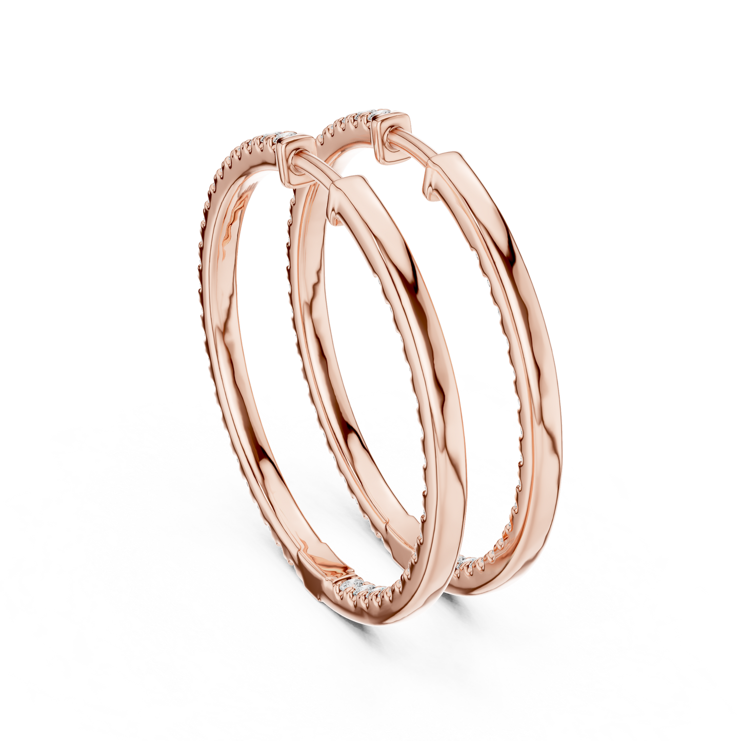 Inside Out Lab Grown Diamond Pave Hoop Earrings in Yellow Gold