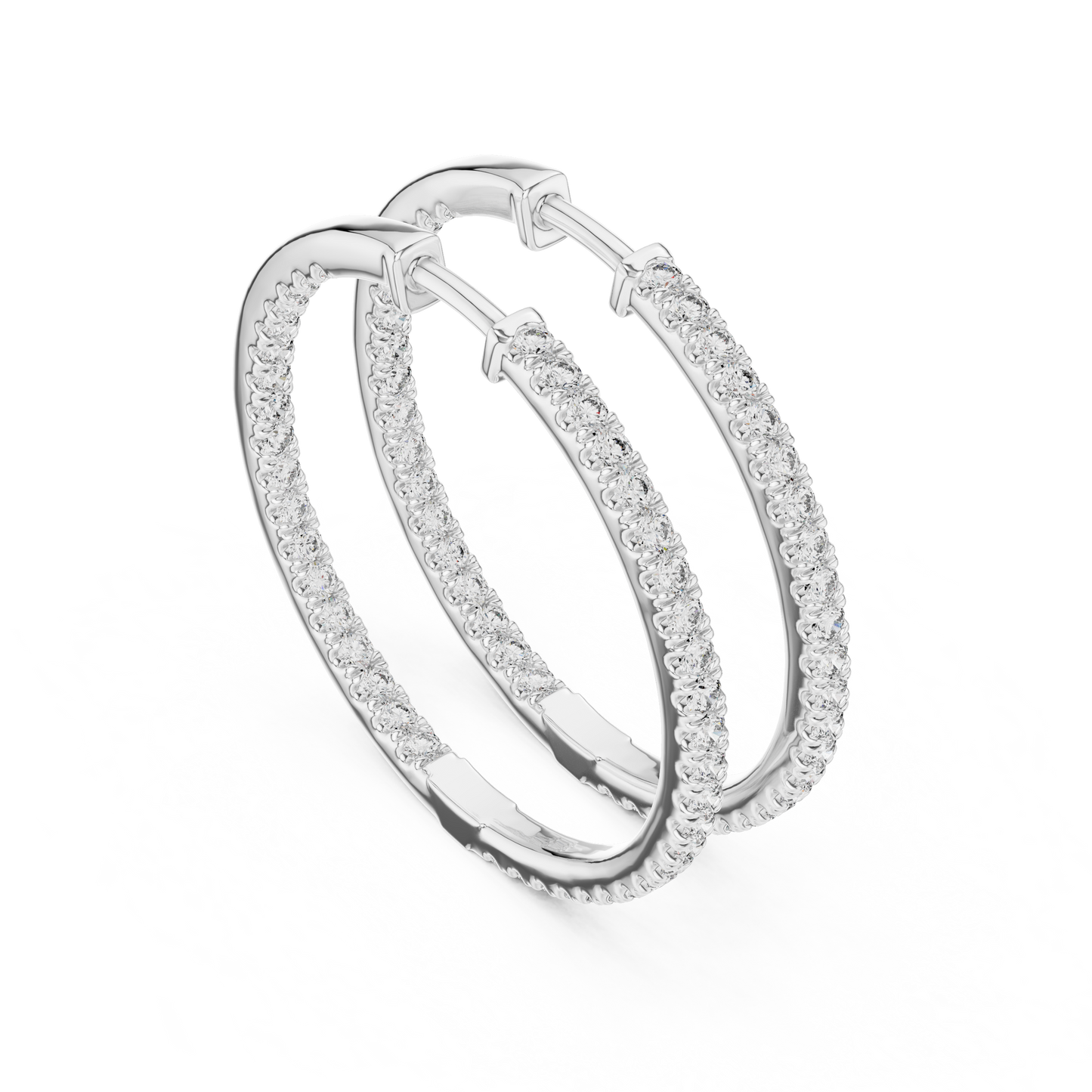 Inside Out Lab Grown Diamond Pave Hoop Earrings in Yellow Gold