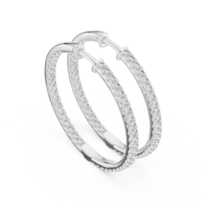 Inside Out Lab Grown Diamond Pave Hoop Earrings in Yellow Gold