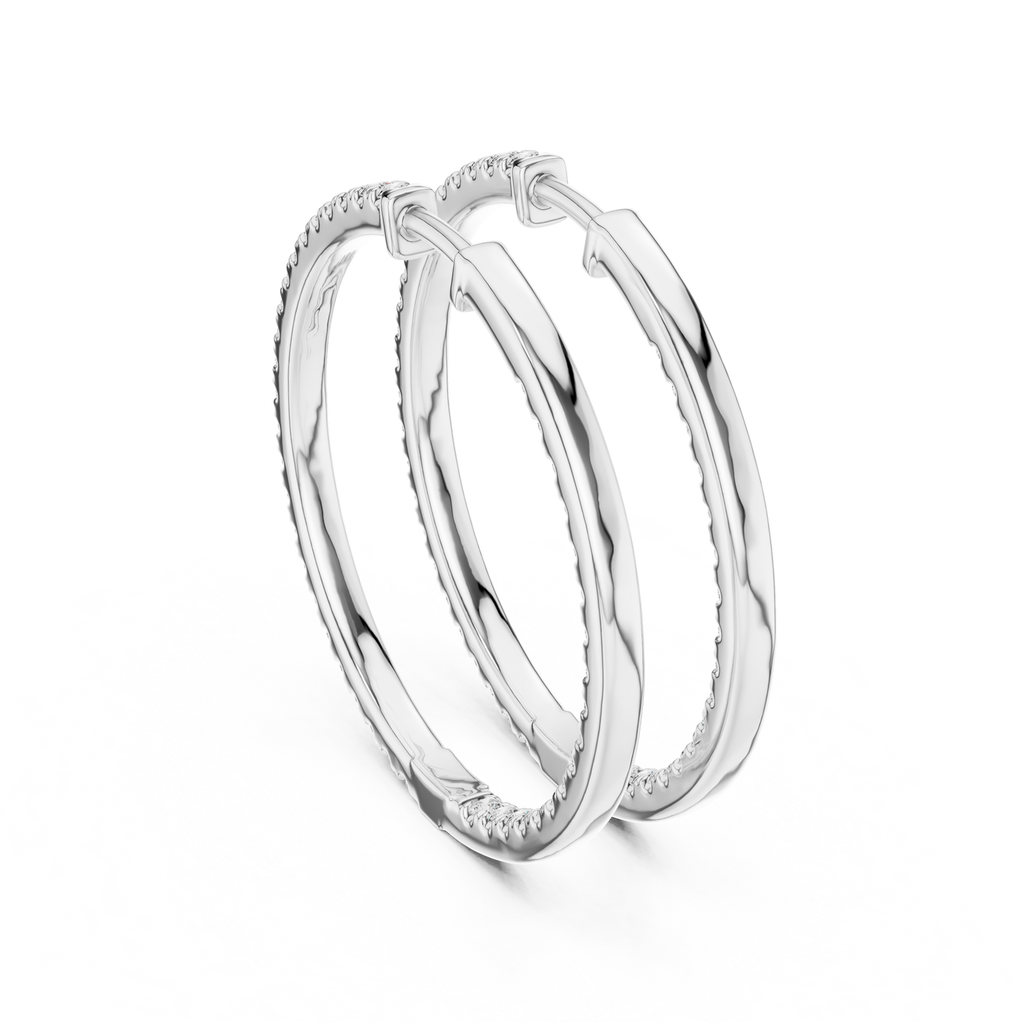 Inside Out Lab Grown Diamond Pave Hoop Earrings in Yellow Gold