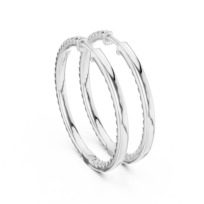 Inside Out Lab Grown Diamond Pave Hoop Earrings in Yellow Gold