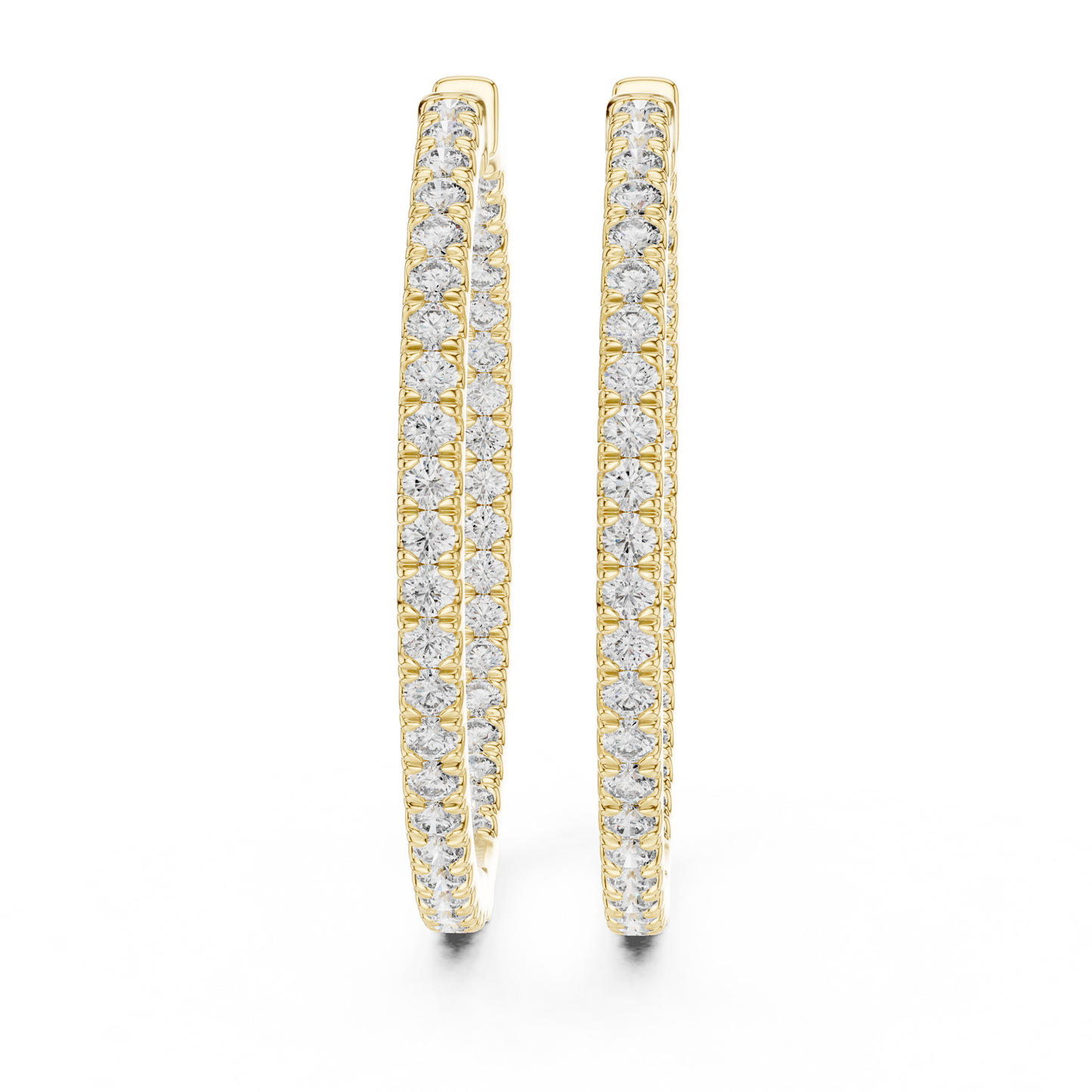 Inside Out Lab Grown Diamond Pave Hoop Earrings in Yellow Gold