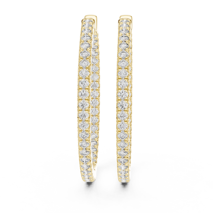 Inside Out Lab Grown Diamond Pave Hoop Earrings in Yellow Gold