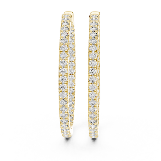 Inside Out Lab Grown Diamond Pave Hoop Earrings in Yellow Gold