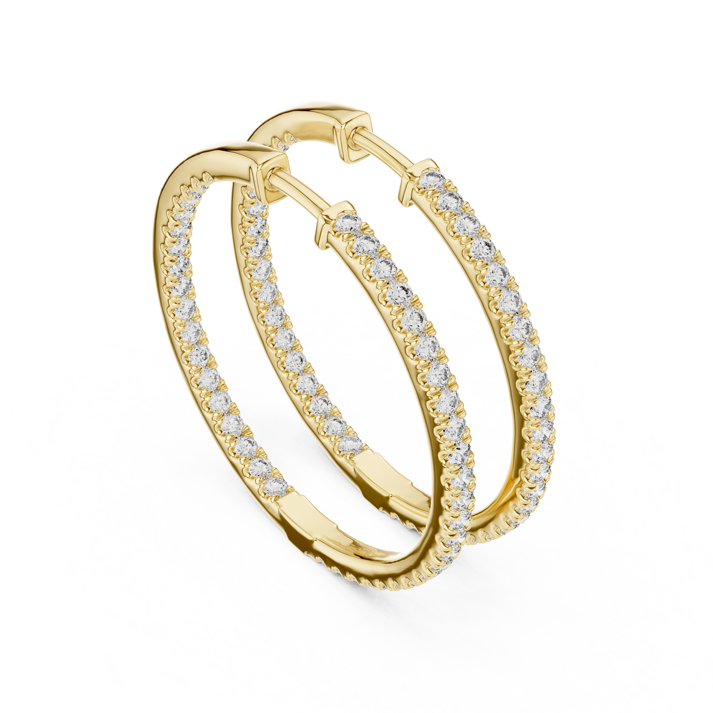 Inside Out Lab Grown Diamond Pave Hoop Earrings in Yellow Gold