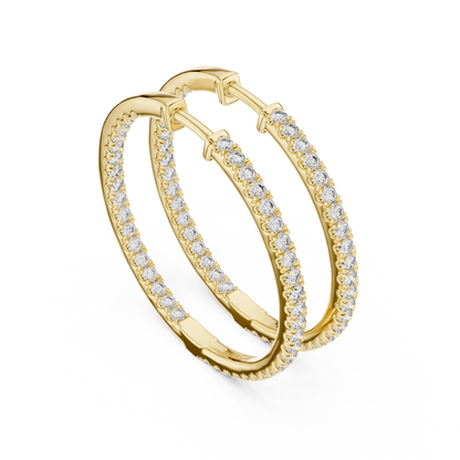 Inside Out Lab Grown Diamond Pave Hoop Earrings in Yellow Gold